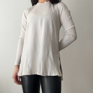 Eileen Fisher Gray/White Ribbed Sweater Size Extra Extra Small